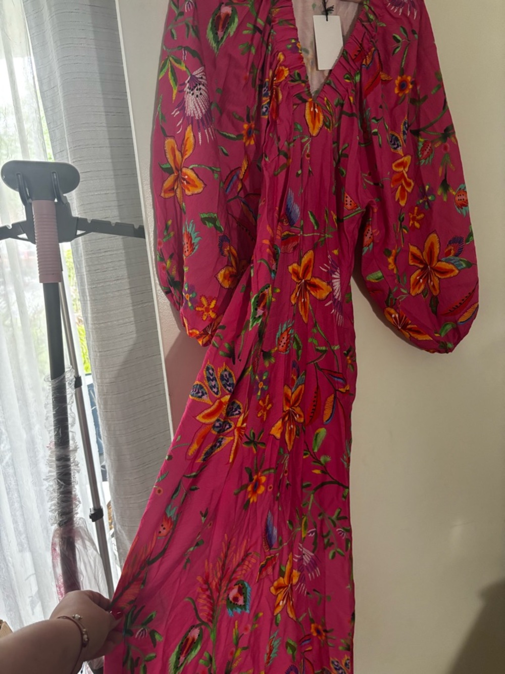 Floral V-Neck Wide-Leg Jumpsuit in Magenta